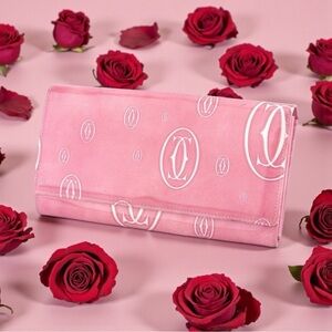 Long Wallet Happy Birthday Pink Enamel Leather